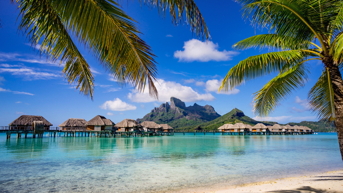 Overwater bungalows at Four Seasons Resort Bora Bora